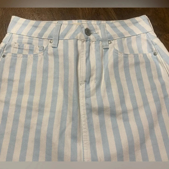 PacSun Blue White Striped denim skirt rough hem Size 23 - Picture 2 of 8